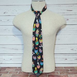 Vintage 90s Looney Tunes Mania Easter Egg Taz Tweety Bugs Bunny Daffy Marvin Tie